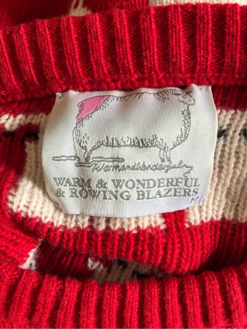 Warm & Wonderful Rowing Blazers Red Diana Edition Sheep Sweater Wool M - Picture 6 of 7